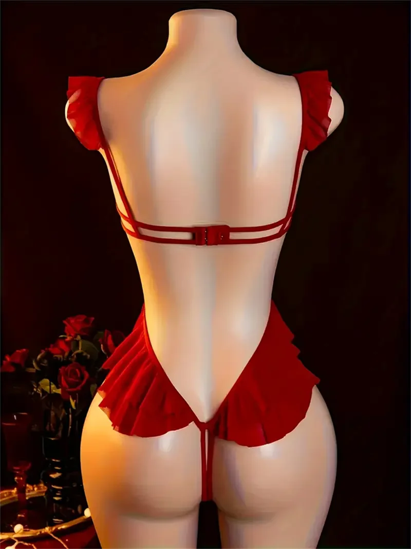 Plus Size S M L XL 2XL 3XL Sexy Lingerie Women Adult Teddy Babydolls Sex Clothes Bodysuit Exotic Pajamas Straps Deep V Open Bra image 2