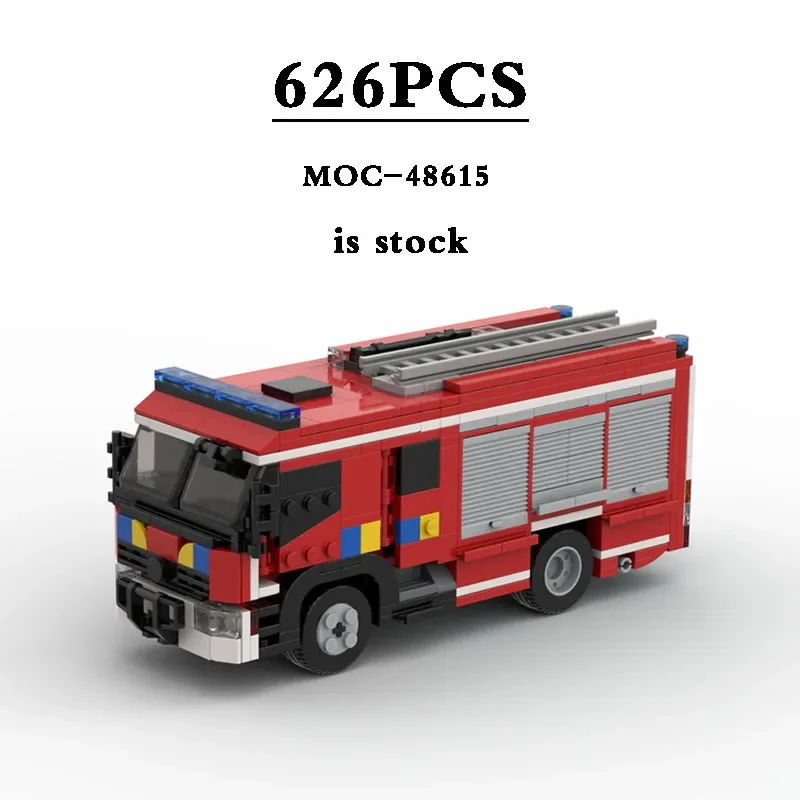 Fire Truck High Altitude Utility Vehicle MOC-48615 Fire Truck Building Block Toy Model 626PCS Birthday Gift Kids Christmas Gifts