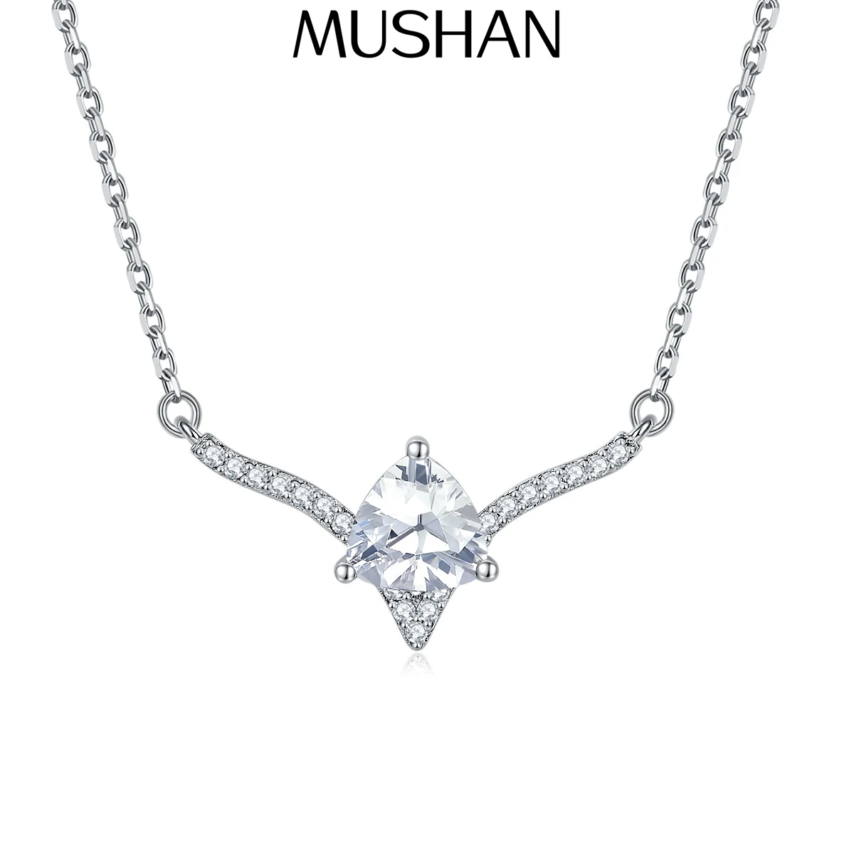 

MuShan Brand Jewelry 925 Sterling Silver Necklace Zircon 5A Initial Daytime for Girls Real Gold Plated Premium Jewelry Pendant