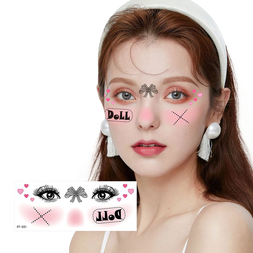 

2023 Halloween Face Stickers Waterproof Eyebrow Eye Art Temporary Tattoo Stickers Music Concert Party Night Club Makeup Tattoos