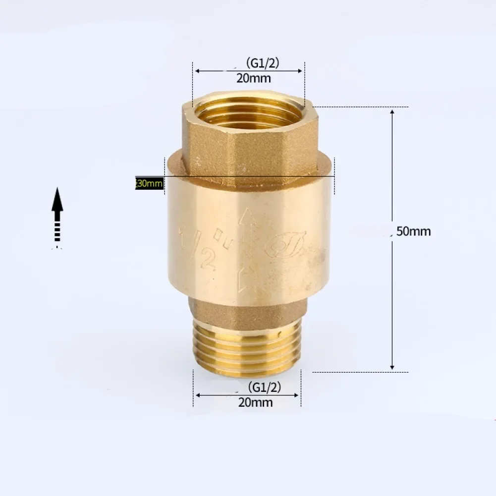 1PCS Brass Check Valve Female And Male Thread Backflow Prevention Check Valves 1/2