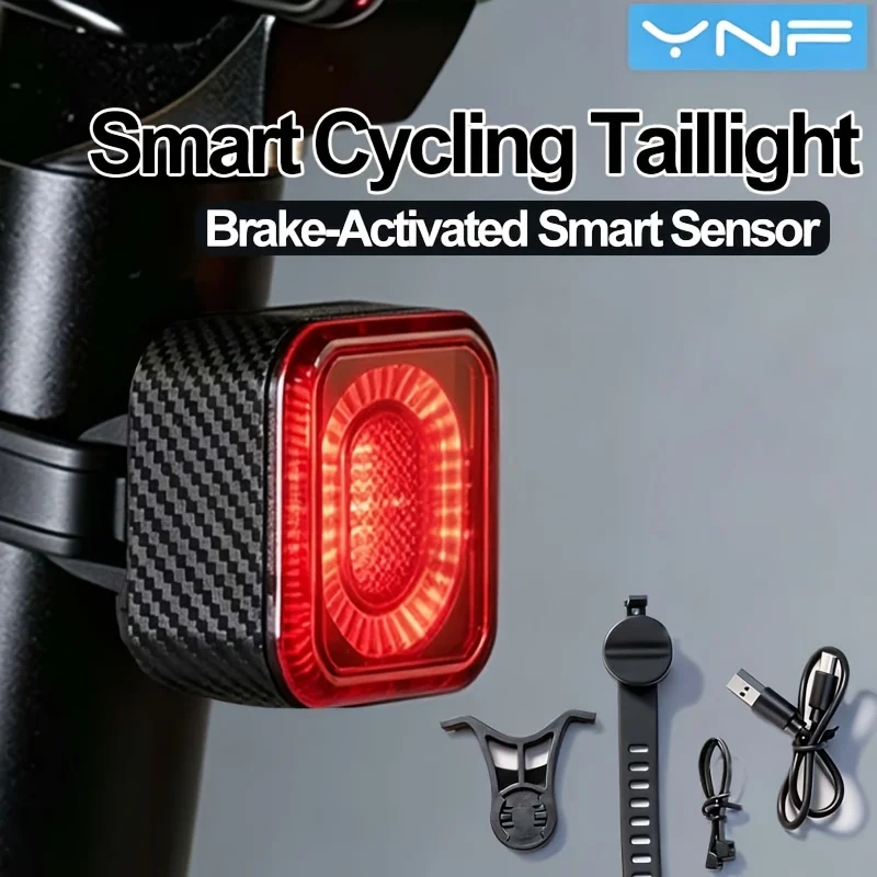 

YNF Bike Tail Light Smart Sensing MTB Road Bike Rear Light IP66 Waterproof Type-C Charging Taillight Cycling Accessory