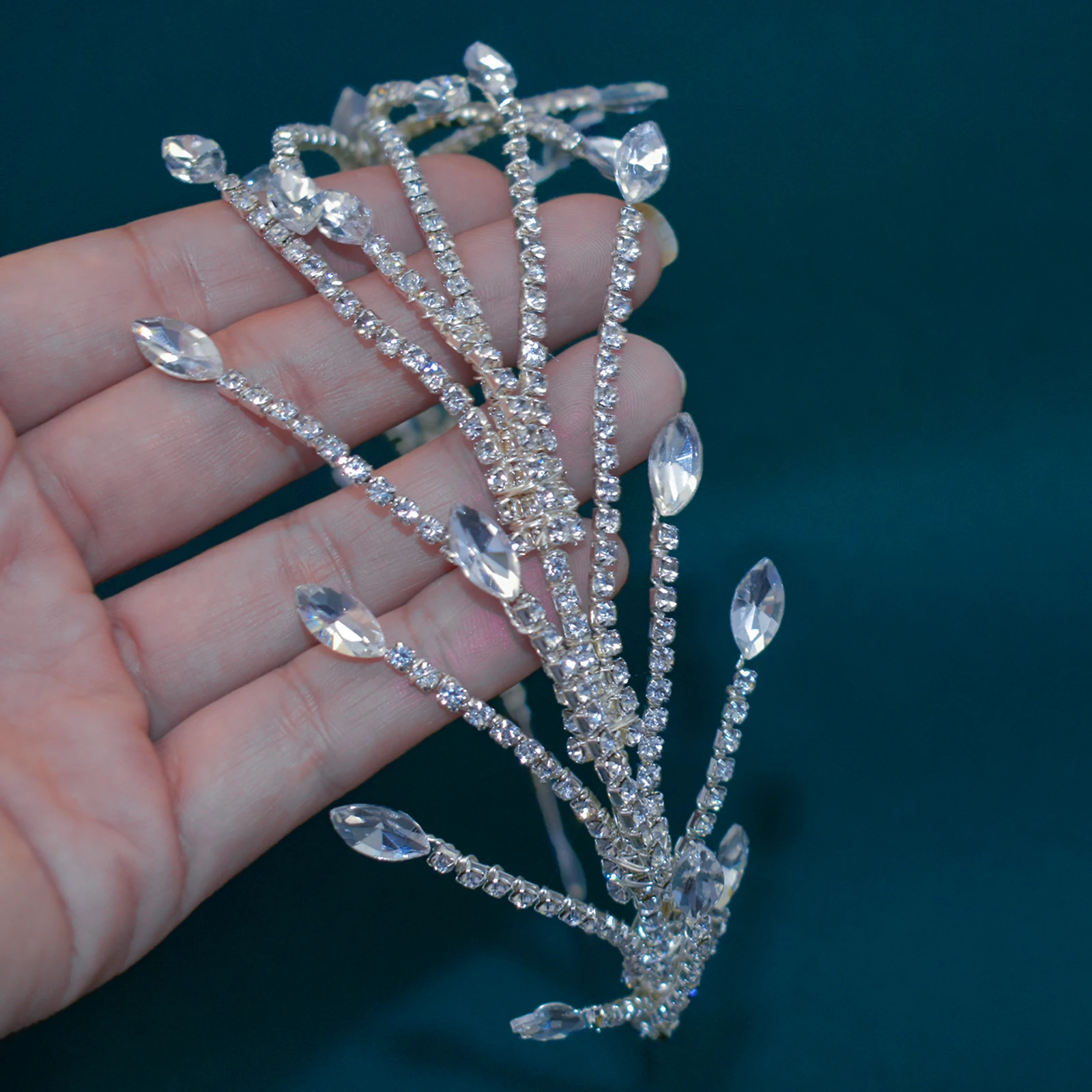 DZ113 حجر الراين الزفاف خوذة الباروك مجوهرات إكسسوارات الشعر كريستال الزفاف هيرباند الفضة قاعة الرقص عقال هوب