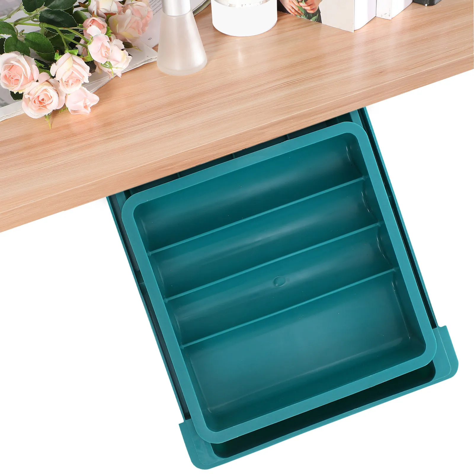 

Three Layer Under Desk Storage Organizer Box Plastic Drawer System for Sewing Tables Office Desks Home Studios Desktop Clutter