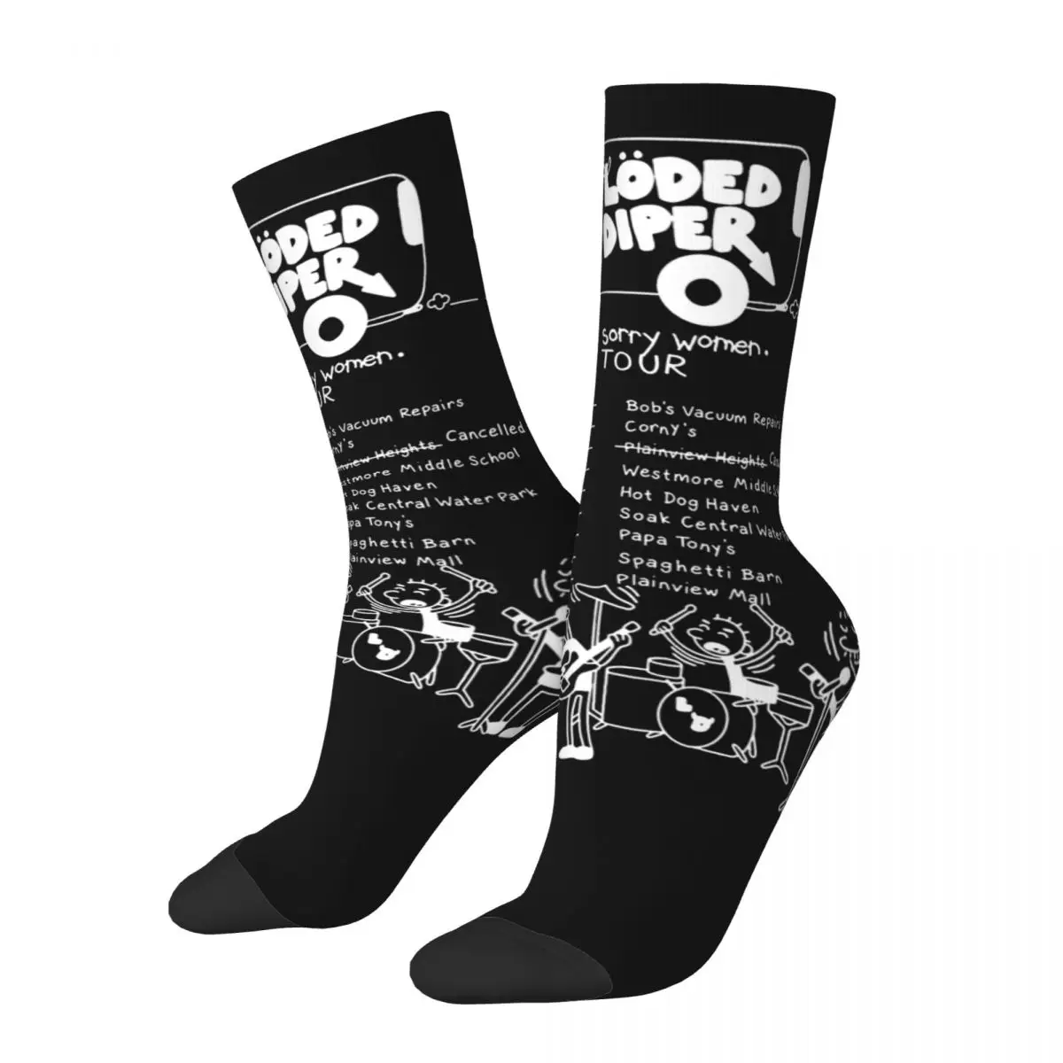 Loded Diper Tour Socks Men's Women's Fashion Diary of a Wimpy Kid Socks Novelty Spring Summer Autumn Winter Middle Tube Socks