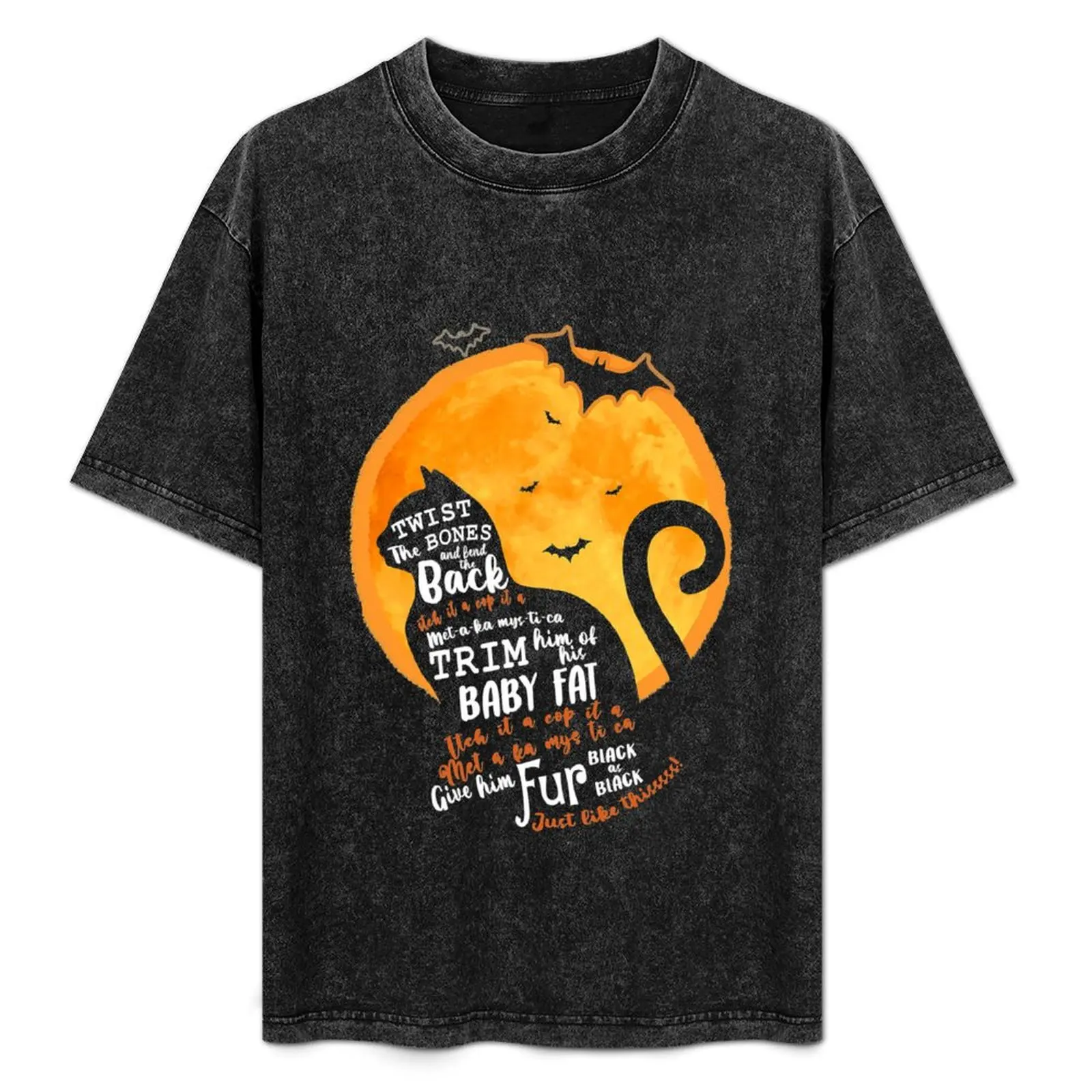 

Black Cat Twist The Bones And Bend The Halloween T-Shirt Basic Casual Wear Short Sleeve Top