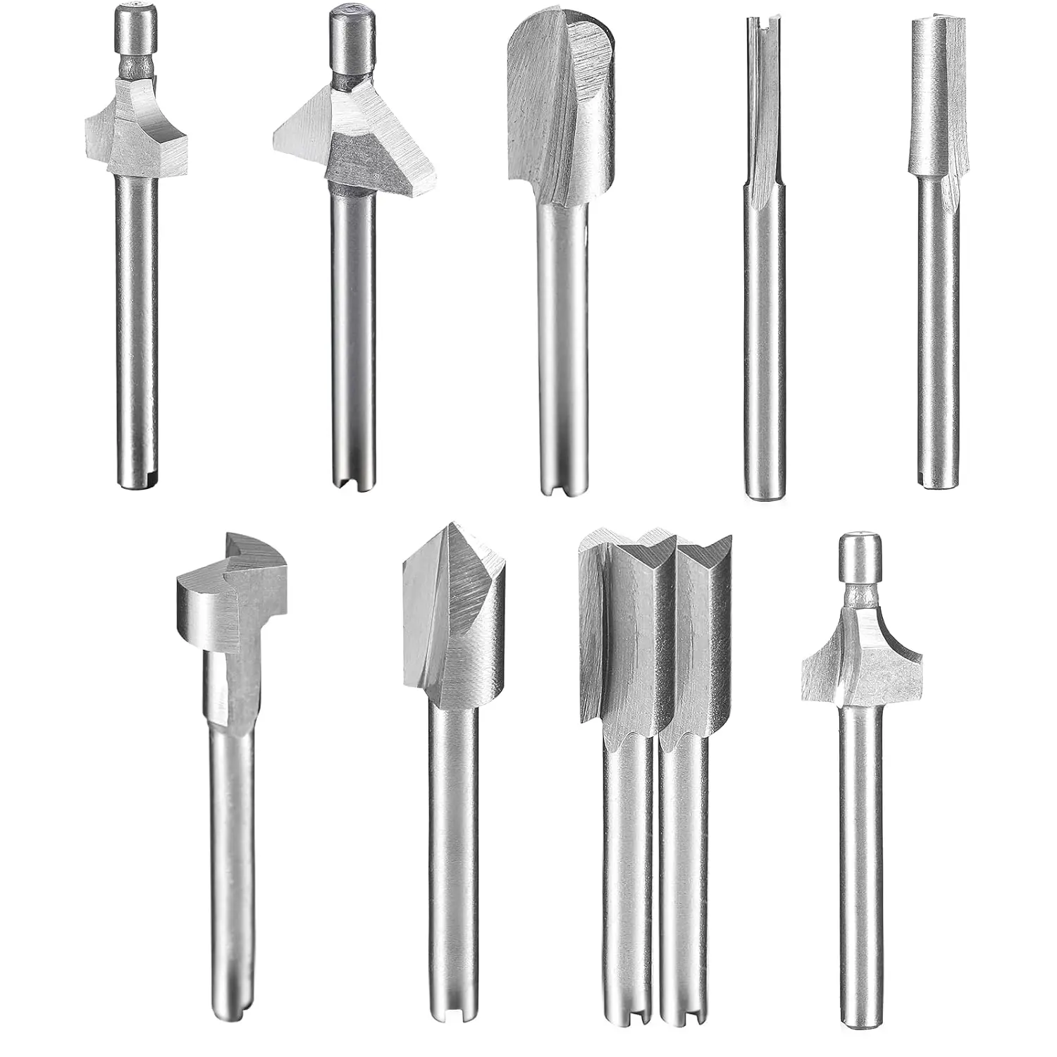 ดอกกัดเหล็กความเร็วสูง 10 ชิ้น ขนาดก้าน 1/8 นิ้ว สำหรับเครื่องมือเดรเมล แกะสลักไม้ โลหะ งานเจียรไฟฟ้า