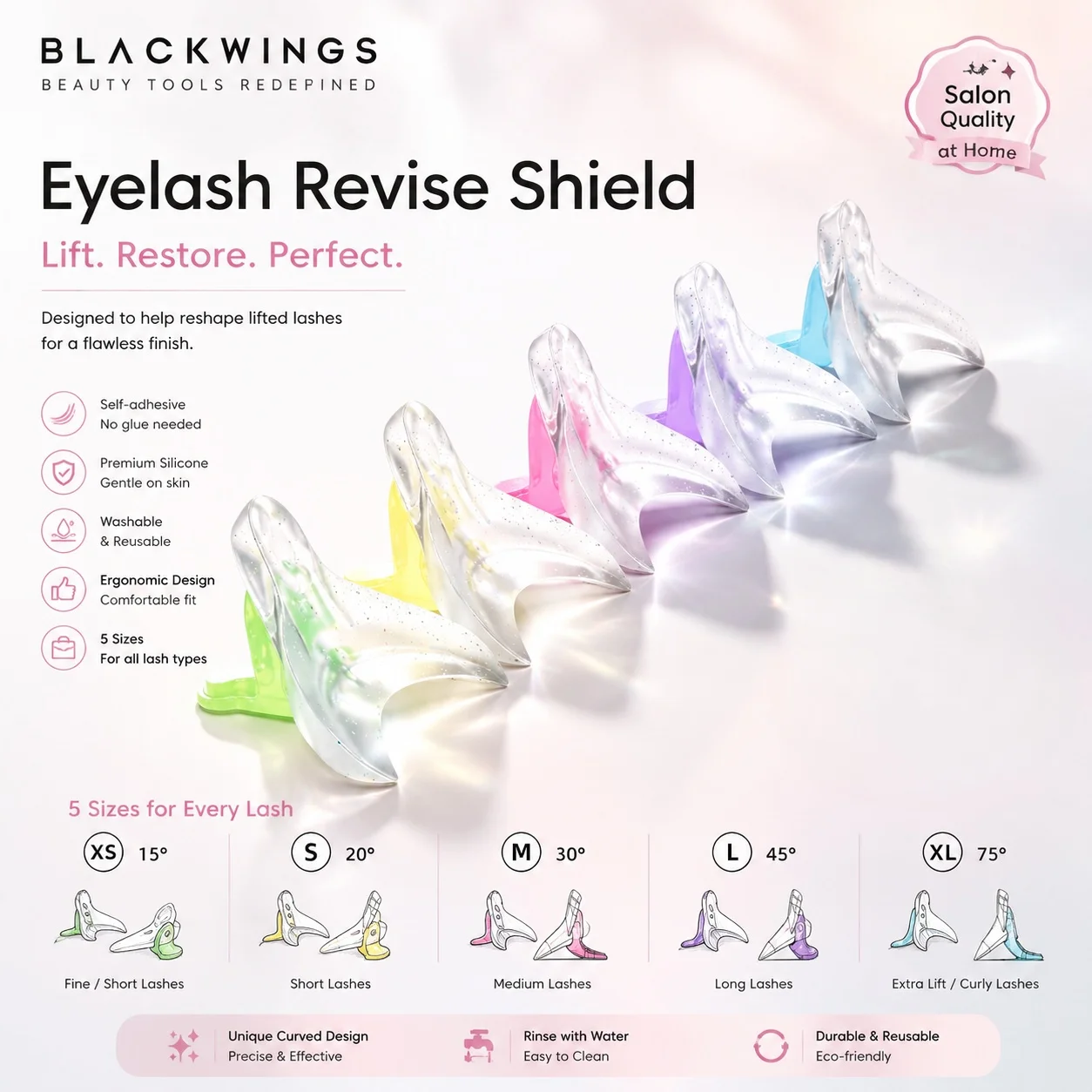BLACKWINGS Lash Revise Pad L Size, Eyelash Fix Shields Reusable Lash Separator Palette Silicone Plate Lift Tool