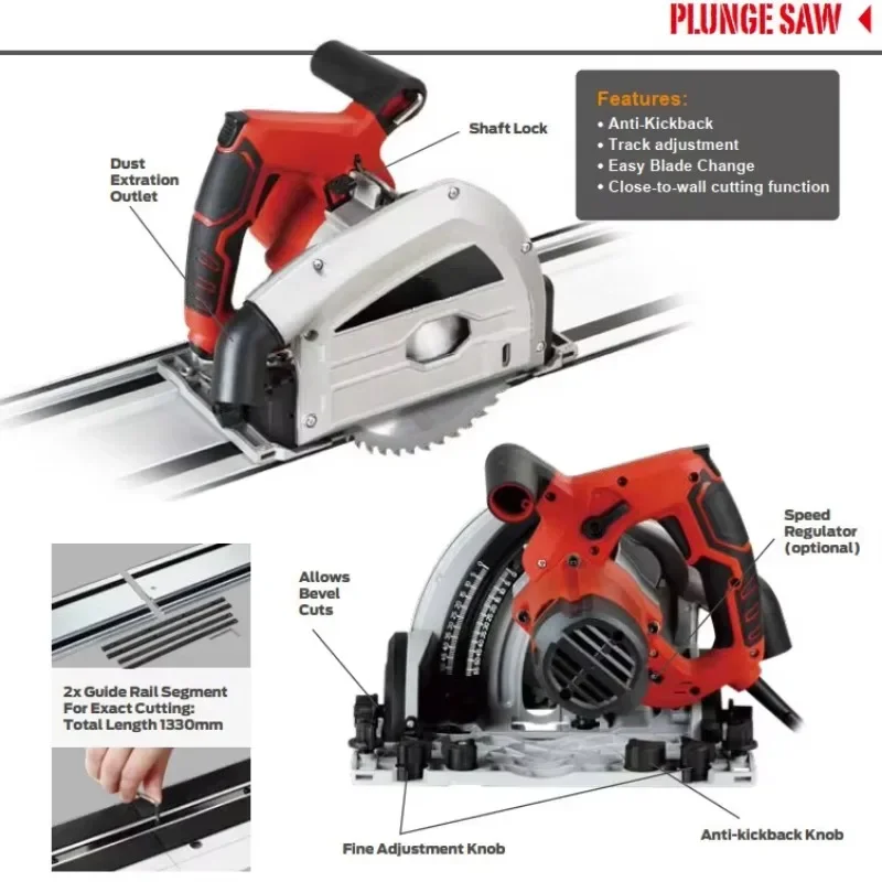 1400W Plug Professional Electric Plunge Saw Circular Saw Power Tools Ingletadora Wood Saws Wood, Metal