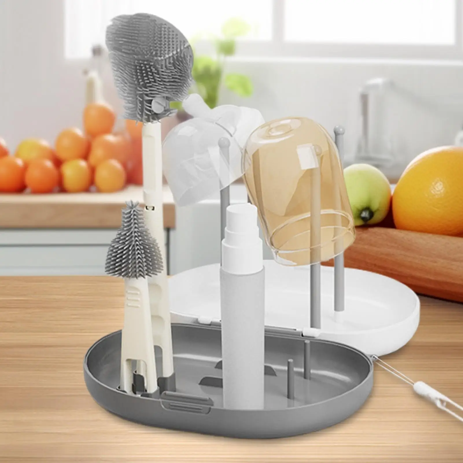 مجموعة فرشاة زجاجات الأطفال مع أكواب موزع الصابون أداة غسيل فرشاة تنظيف زجاجات المياه للأغطية القش الحلمة مضخات الثدي #4