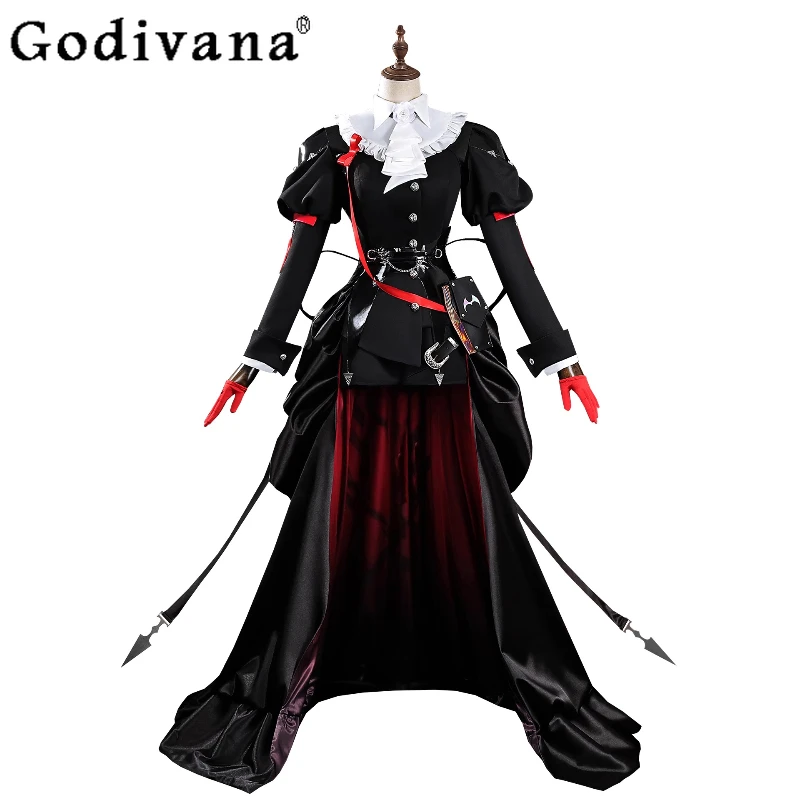 مجموعة كاملة من الملابس التنكرية للنساء من Tomorrow Ark Yinde Cosplay Game بدلات الرسوم المتحركة النسائية الموحدة للعب الأدوار ملابس سوداء