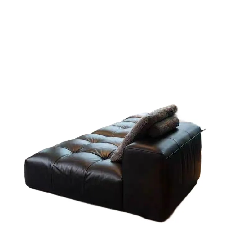 Italian minimalist pixel sofa top layer leather puff large flat layer Italian living room large apartment