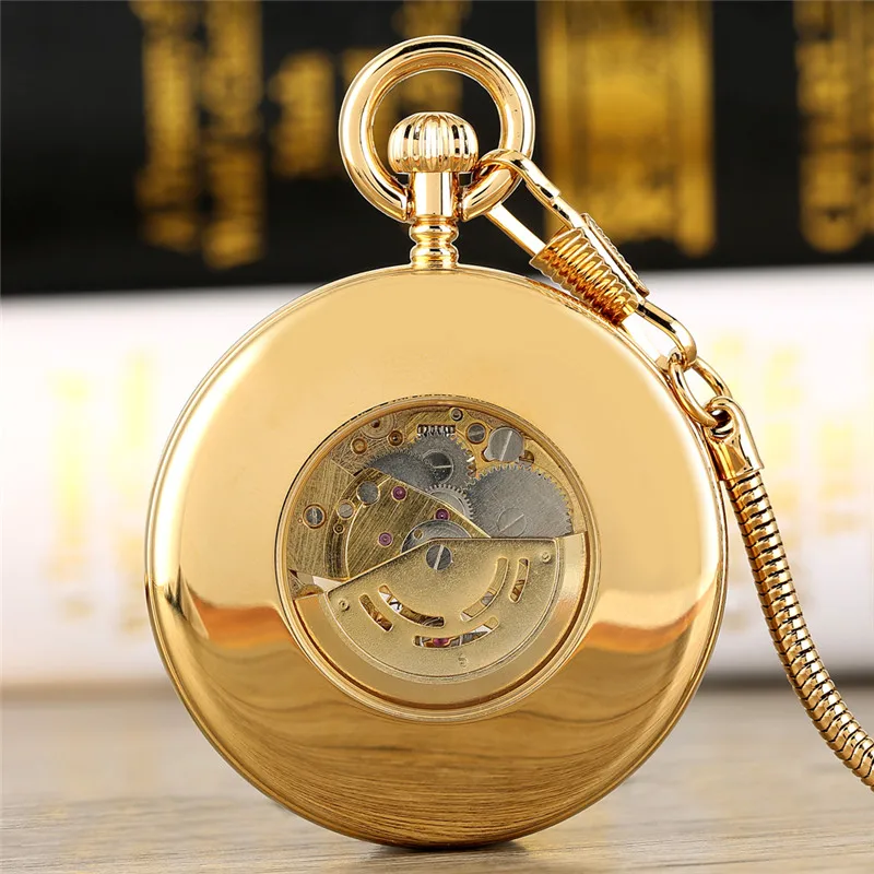 Gold/Silver Roman Numerals Open Face Men Women Mechanical Automatic Pocket Watch Pendant Chain Clock Skeleton Watches Gift