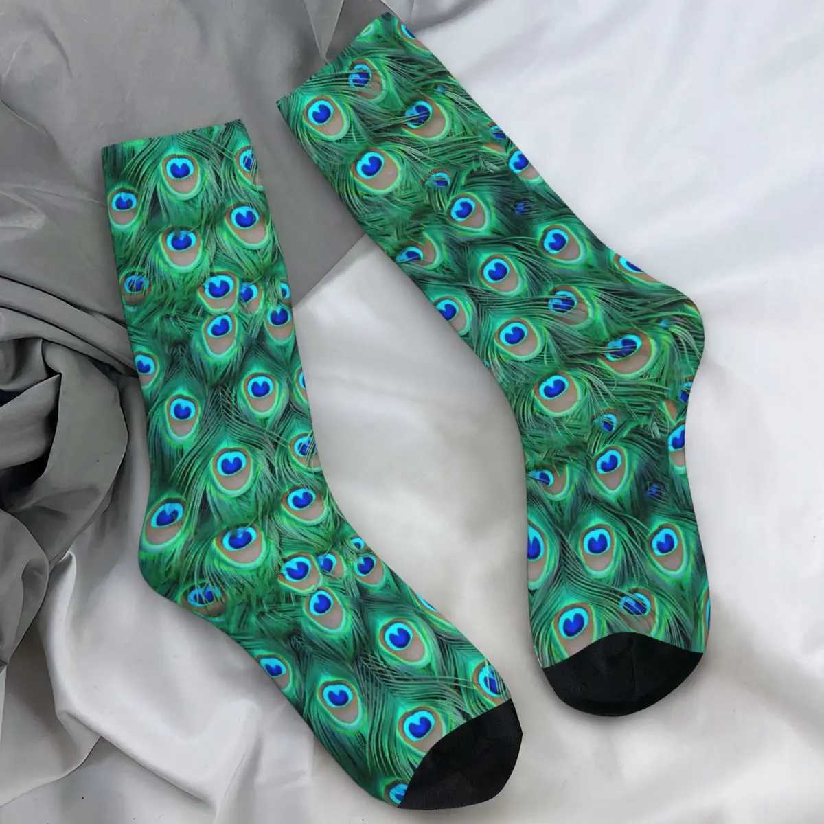 

Чулки с павлиньими перьями, дизайн с животным принтом, элегантные носки, зимние нескользящие носки, мужские качественные носки для спорта на открытом воздухе