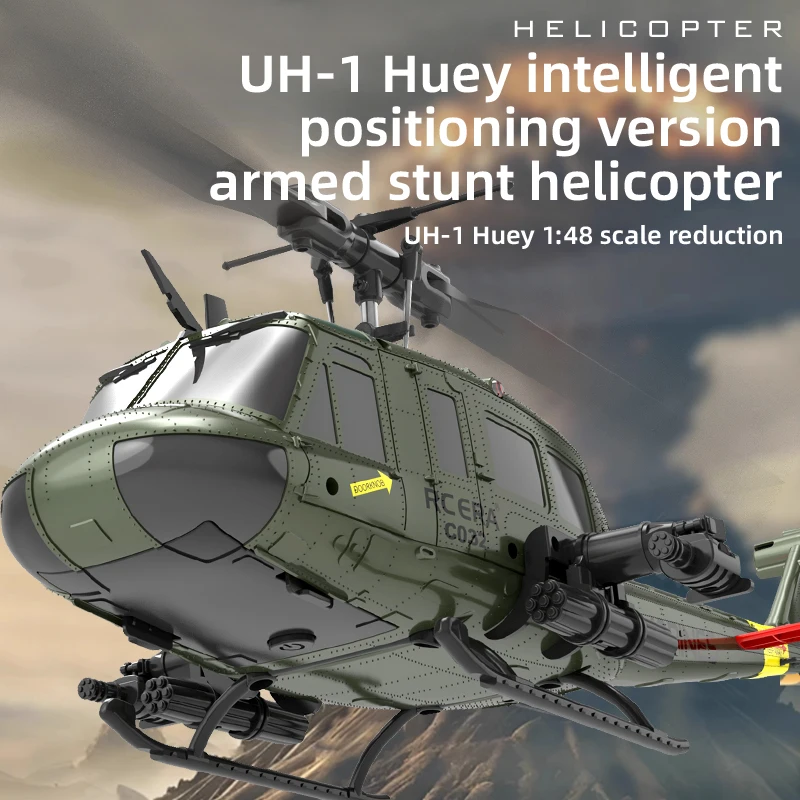 Nowy helikopter elektryczny zdalnie sterowany Xiuyi C032 Uh-1 Huey, symulacja 3D, sześć kierunków sterowania, bezłopatkowy, z funkcją cofania i akrobacji.