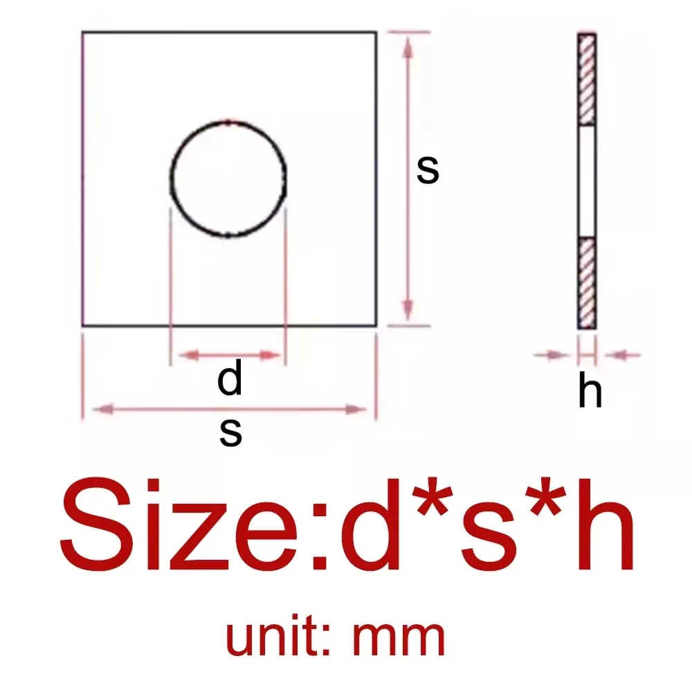 M3 M4 M5 M6 M8 M10 M12 M14 304 Stainless Steel Rectangular Square Washers Are Suitable for Metal Curtain Wall Square Pad