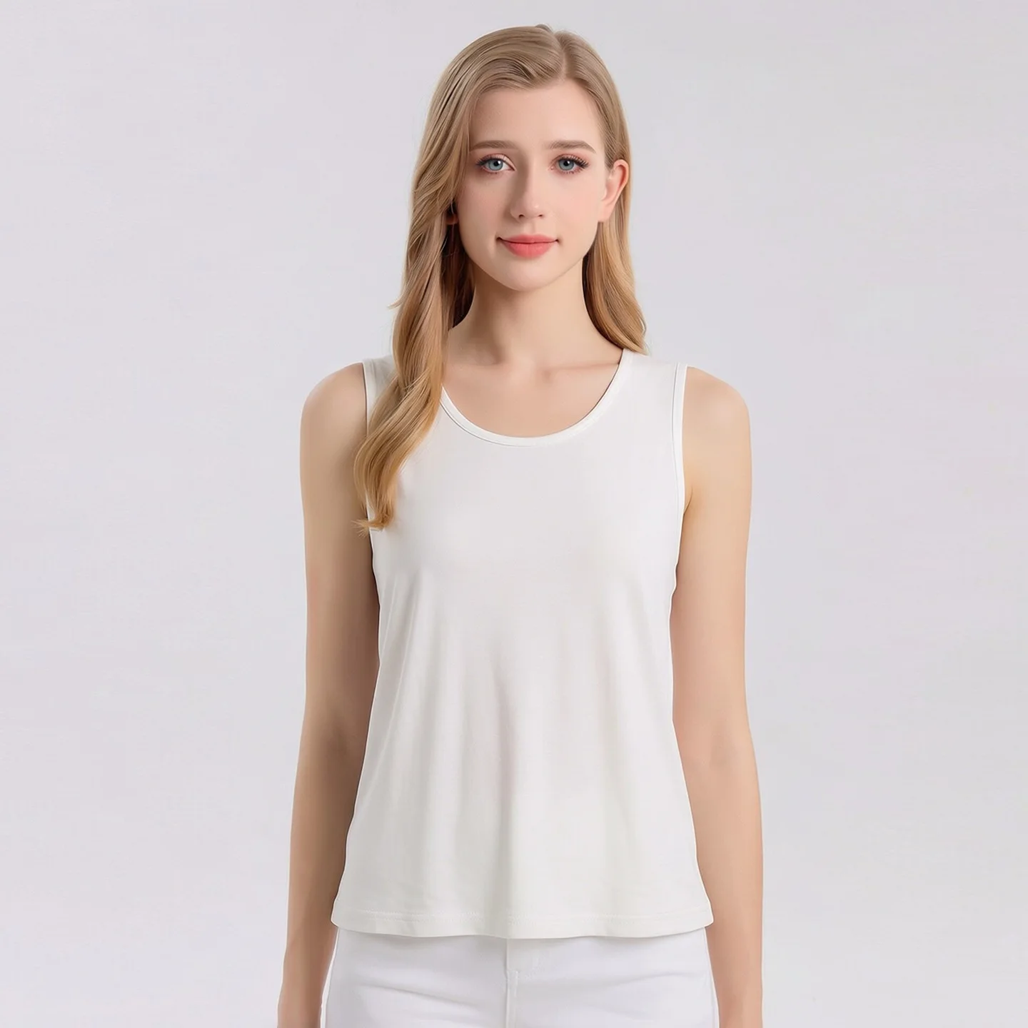 MadBlack-100%Real Silk Elegant Knit Vest, O Neck Solid, Women Versatile Casual Thin Loose Tank Top, 2026 Summer New T67372CC