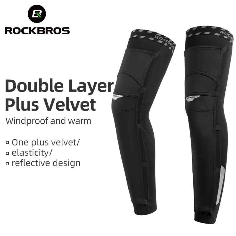 ROCKBROS Winter-Fleece-Fahrrad-Beinlinge, winddicht, thermisch, warm halten, Beinschutz, Abdeckung, Ärmel, Motorrad, Radfahren, Beinschutz