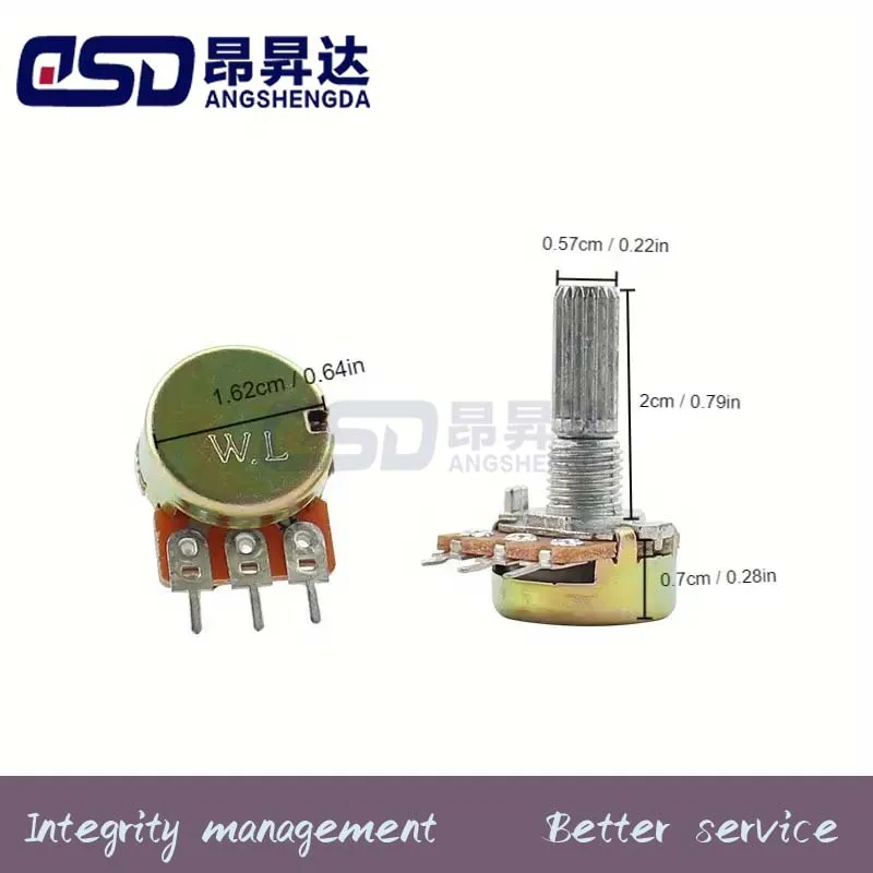 2PCS WH148 3pin B 1K 2K 5K 10K 20K 50K 100K 250K 500K 1M Single Potentiometer L20 20mm D-shaped Shaft