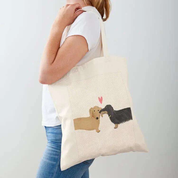 

Dachshunds Love Dogs with Heart Cute Wiener Dogs Tote Bag Gift bags Women's shopper bag sac pour femme canvas shopping bag