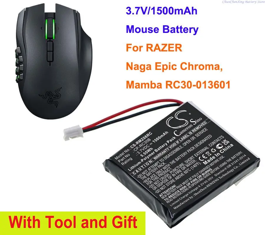 Cameron Sino 1500mAh Mouse Battery CP-RC30B for RAZER Mamba RC30-013601