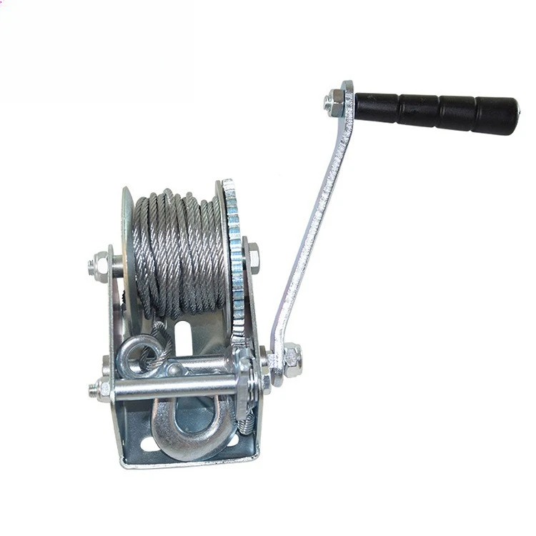 600 Lb-1200Lb 8m Wire Rope Lifting Winch Household Manual Hand Hoisting Winch Self-locking Traction Machine with Steel Wire Rope