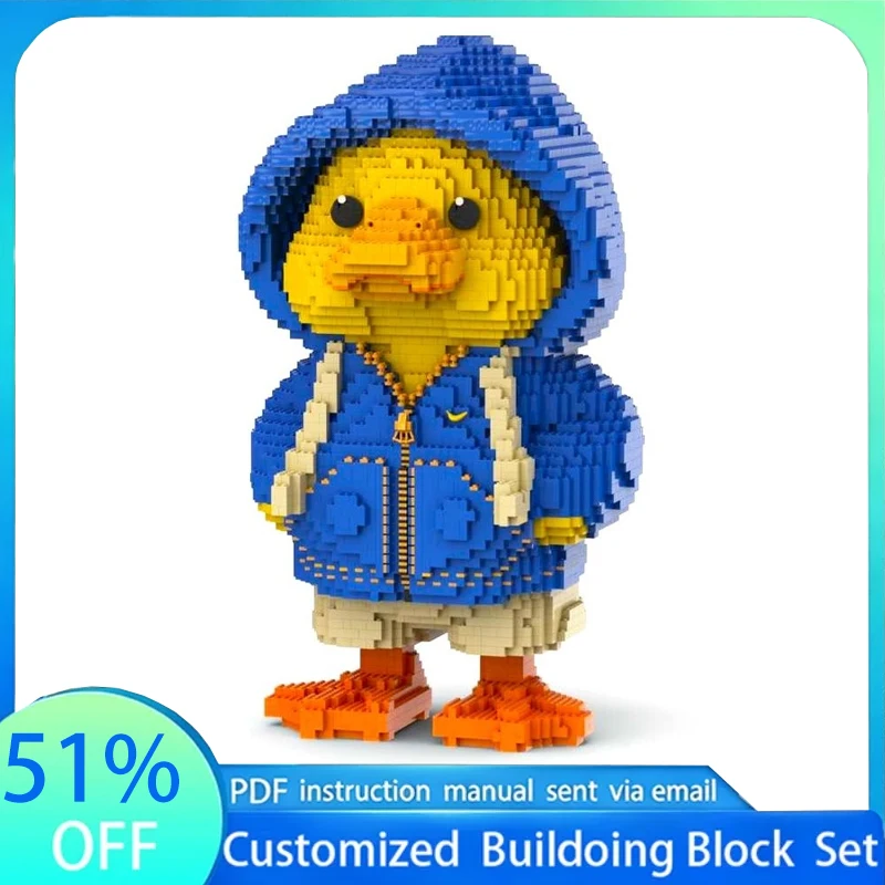 6714 PCS Duck With Hoodie MOC Model Building Blocks Creative DIY Assembly Toy Cute Display Collection Popular Gifts Decoration