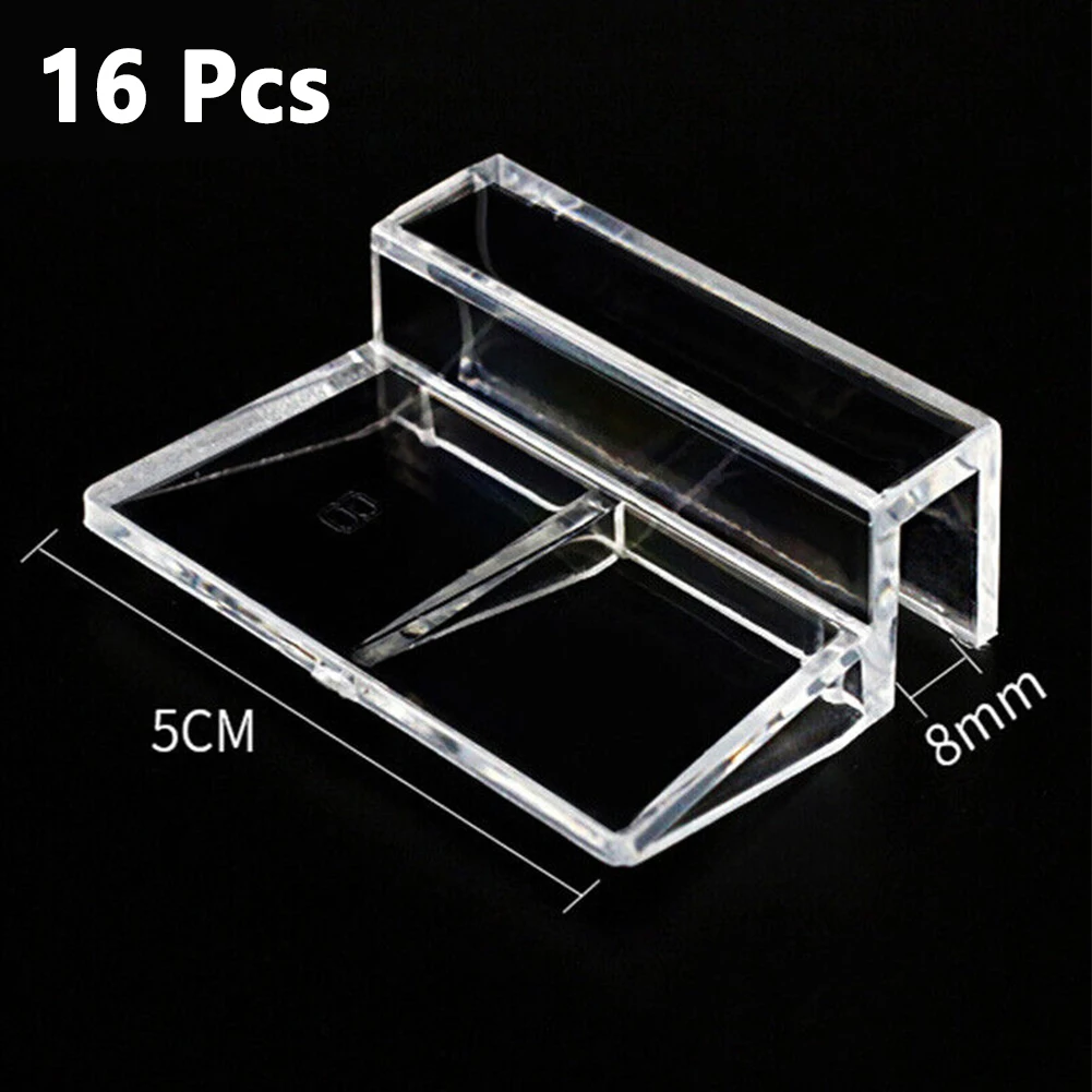 16 Pcs Aquarium Lid Cover Support Holder Bracket Clamp Stand 6/8/10mm Aquarium Fish Tank Glass Cover Bracket Clip Acrylic Clips