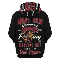 Muay Thai Boxer Sports Hoodie for Men Tops 3D MMA Boxing Printed New in Hoodies Womens Clothing Harajuku Fashion y2k Tracksuits