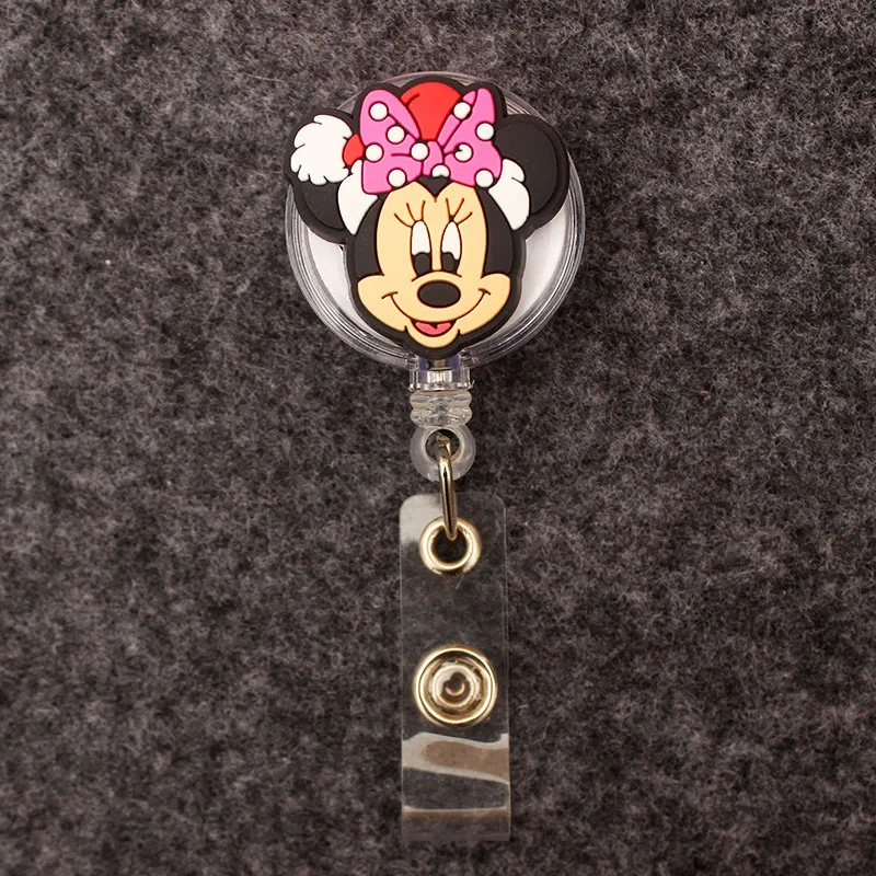 Merry Christmas Minnie Friends Mickey Style Badge Reel Nurse Workers Enfermera ID Holder Retractable Card Holder Accessory