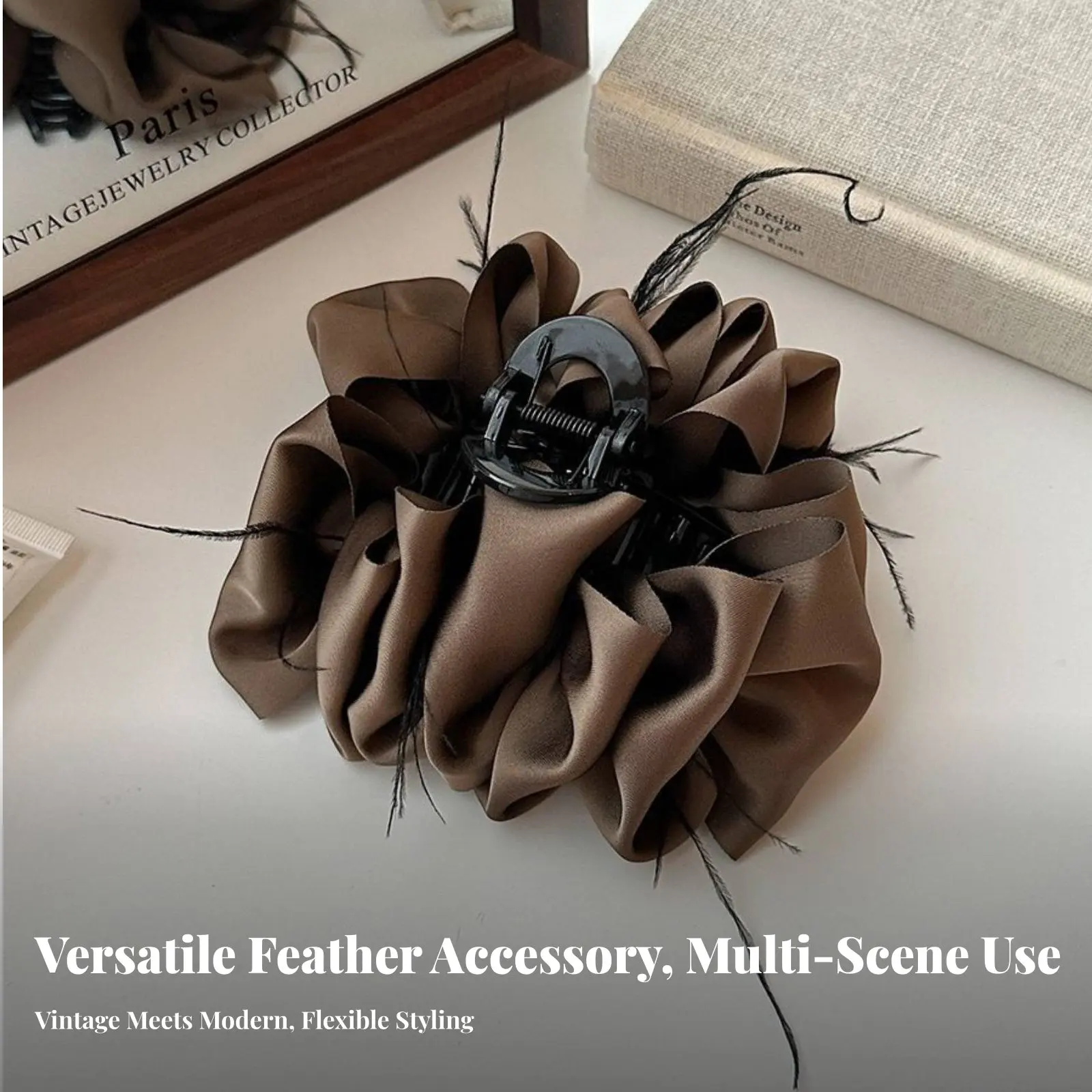 

Feather Grip Fastener Updo Styling Large Hair Grip Feathery Jaw Fastener Elegant Design Feathery Hair Jaw Versatile