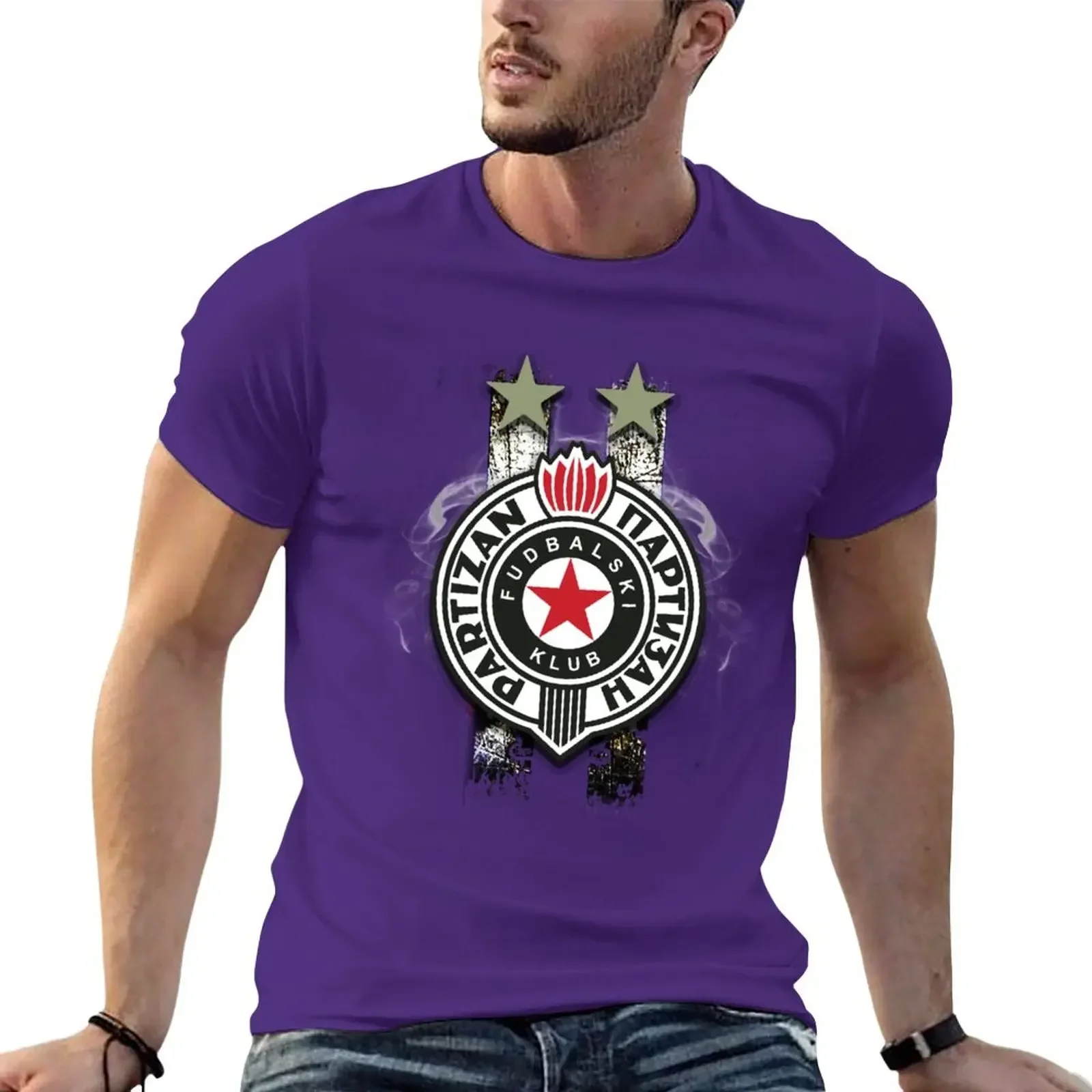 Partizan Beograd T-Shirt heavyweights anime Short sleeve tee men 2024 new arrival summer manga style round neck cotton for men image 5