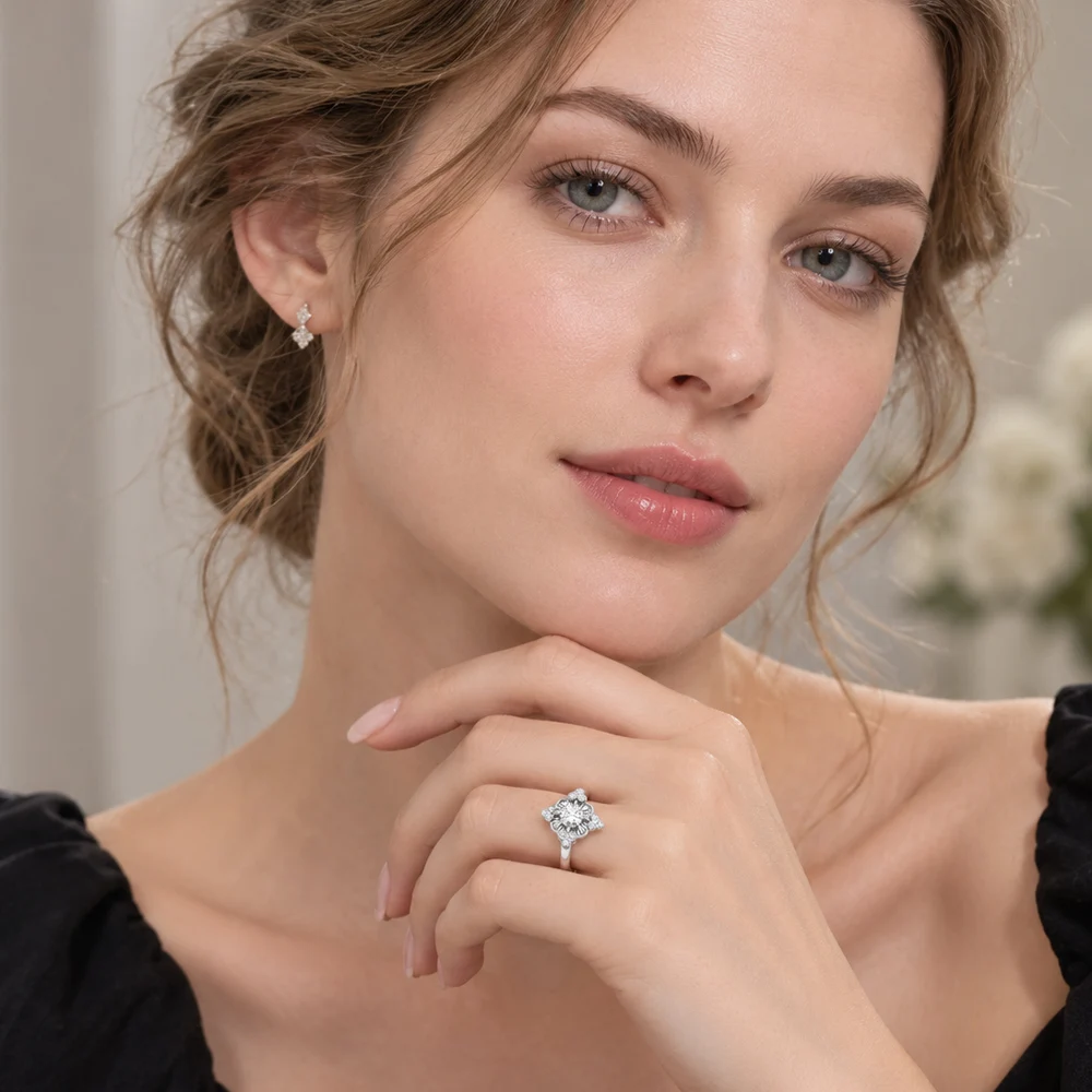Ring Royalty White, feiner Schmuck im europäischen Stil für Frauen, 2022 Sommer, brandneues magisches Boho-Geschenk aus 925er Sterlingsilber – Detail 1