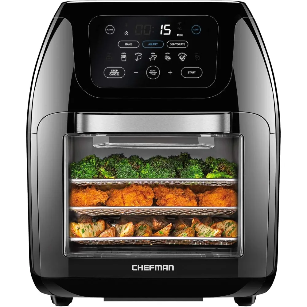 

Multifunctional Digital Air Fryer+ Rotisserie, Dehydrator, Convection Oven, 17 Touch Screen Presets Fry,View Window, Black