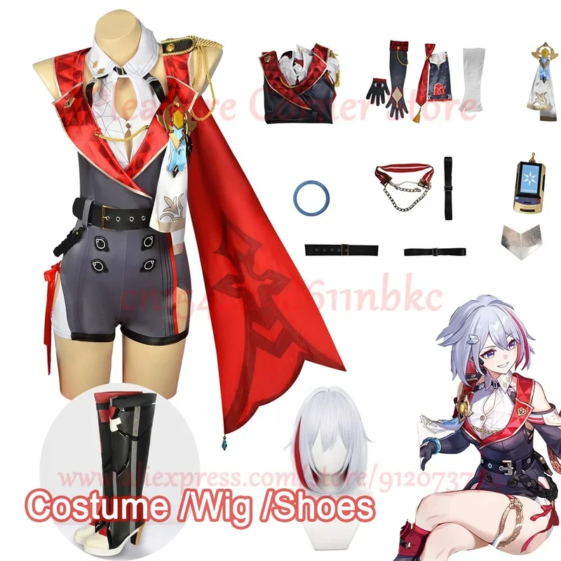 IN Stock Game Honkai Star Rail Topaz Cosplay Costume Full Set Outfit Uniform Topaz Cosplay Wig Costume Shoes Boots Cosplay Props