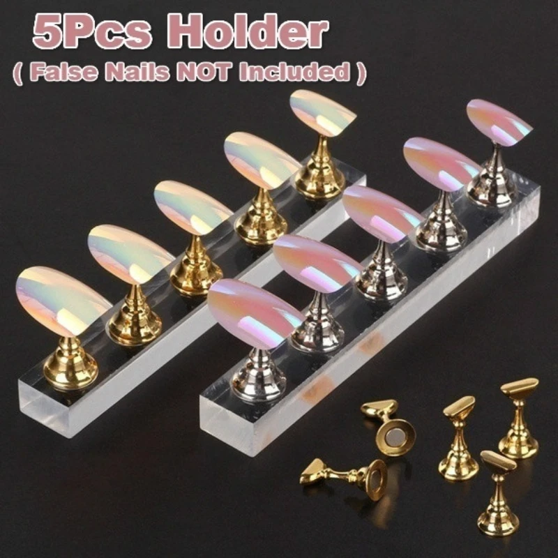 5 in 1 False Nail Tips Practice Training Display Stand Acrylic Plastic Base Set Holder Set Magnetic Showing Shelf Manicure Tools