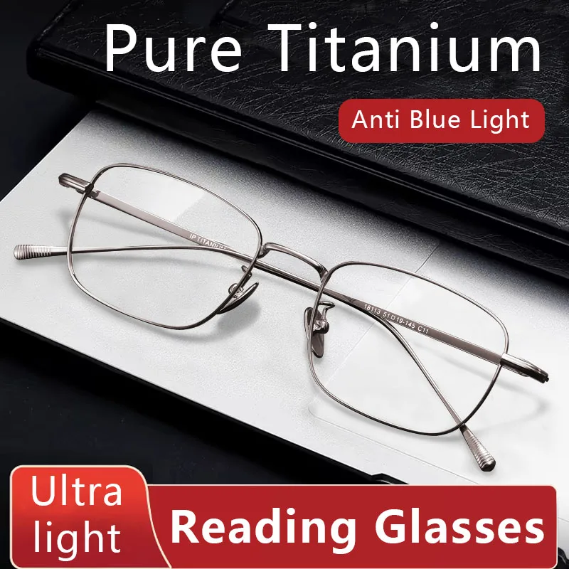 

Pure Titanium Reading Glasses Blue Light Blocking Computer Metal Thin Frame Readers For Mens/Women Anti Blue Ray Anti-fatigue