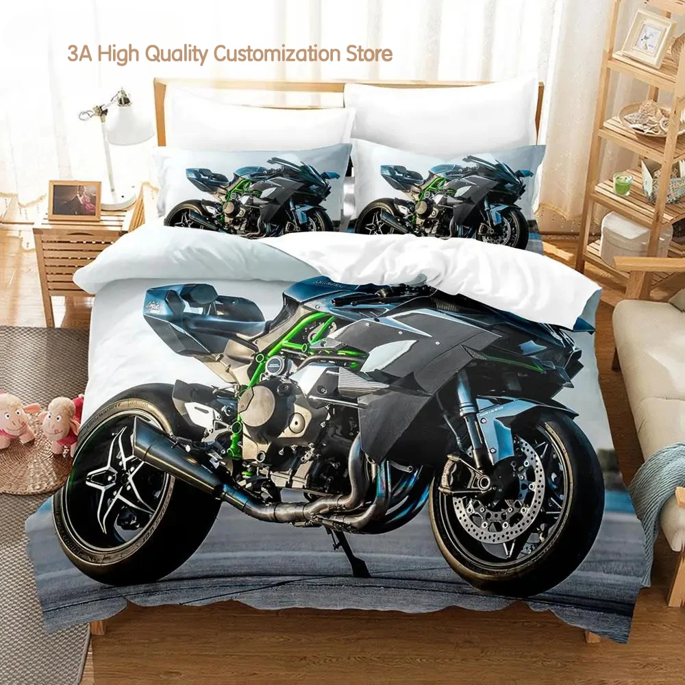 

Kawasaki Bedding Set Single Twin Full Queen King Size Bed Set Aldult Boys Bedroom Duvetcover Sets 3D Print Cool Wild Motorcycle