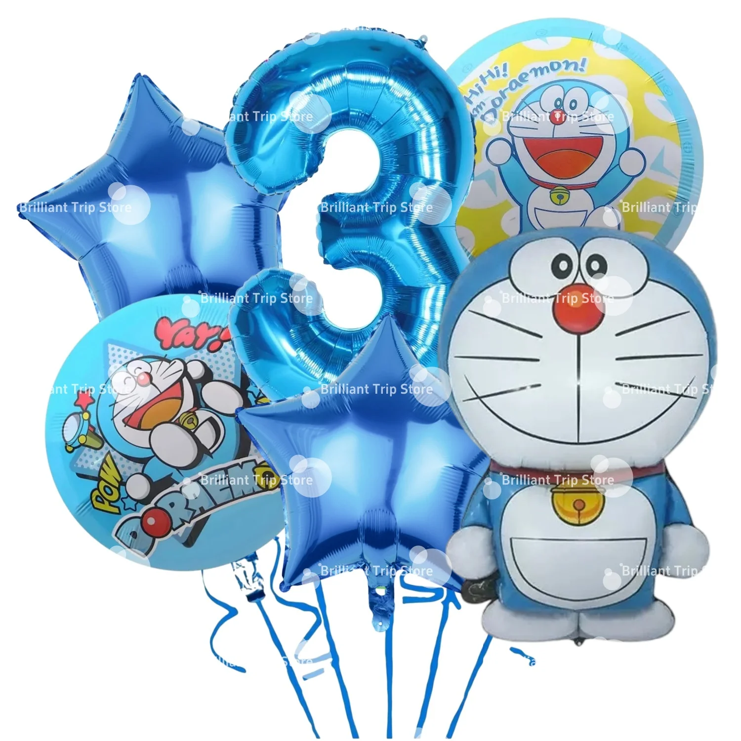 Cartoon Doraemon Birthday Party Decor Set Disposable Tableware Plates Cups Napkins Blue Cat Balloons Banner Kids Party Supplies - view 2