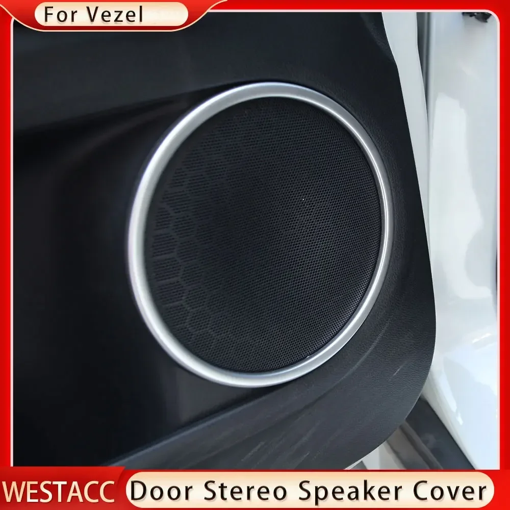 For Honda HR-V HRV Vezel 2016 2017 2018 2019 2020 Door Stereo Speaker Sticker Cover Ring Trim Molding Decoration Accessories