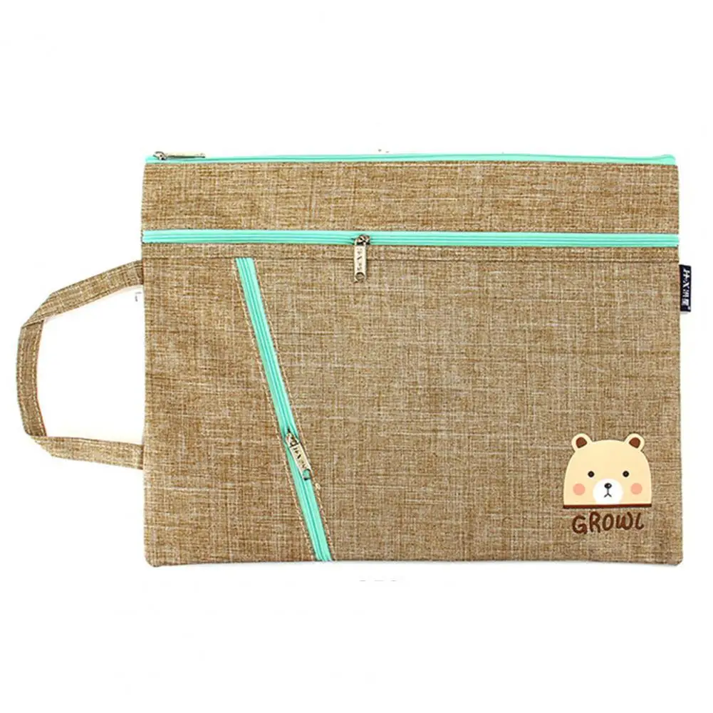 Smooth Zipper File Holder Stylish A4 Canvas File Bags Spacious Portable Multi-layered for Students Professionals File Holder