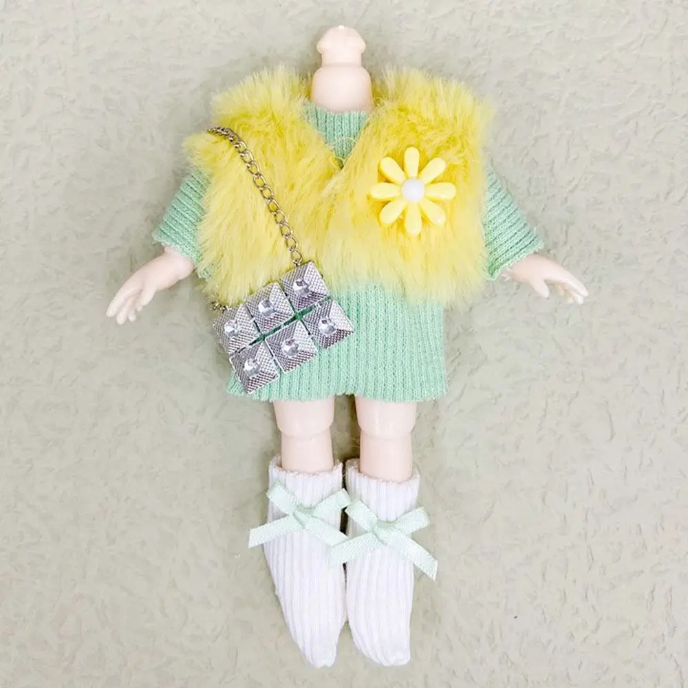 Cute Tops Vest Pants Hat Clothes Set For 16-17cm Ob11 Doll Fashion Suit 1/8 Bjd Doll Dressup Skirt 6 Inch Cute Clothes Uniform