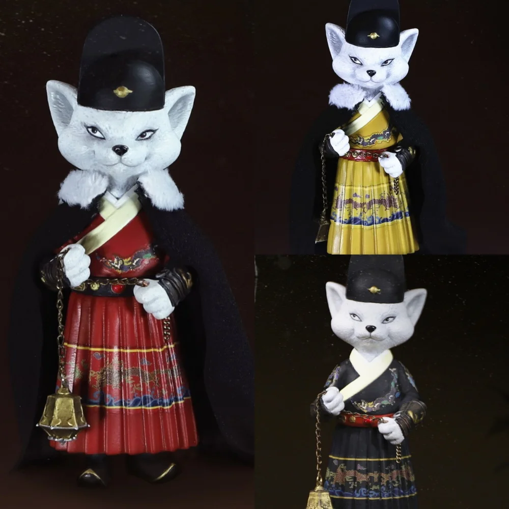 

In Stock Kongling Pavilionc KLG-Q004 11cm Royal Guards Fox 3 Colors Q Version Doll Handmade Collectible Model Gift