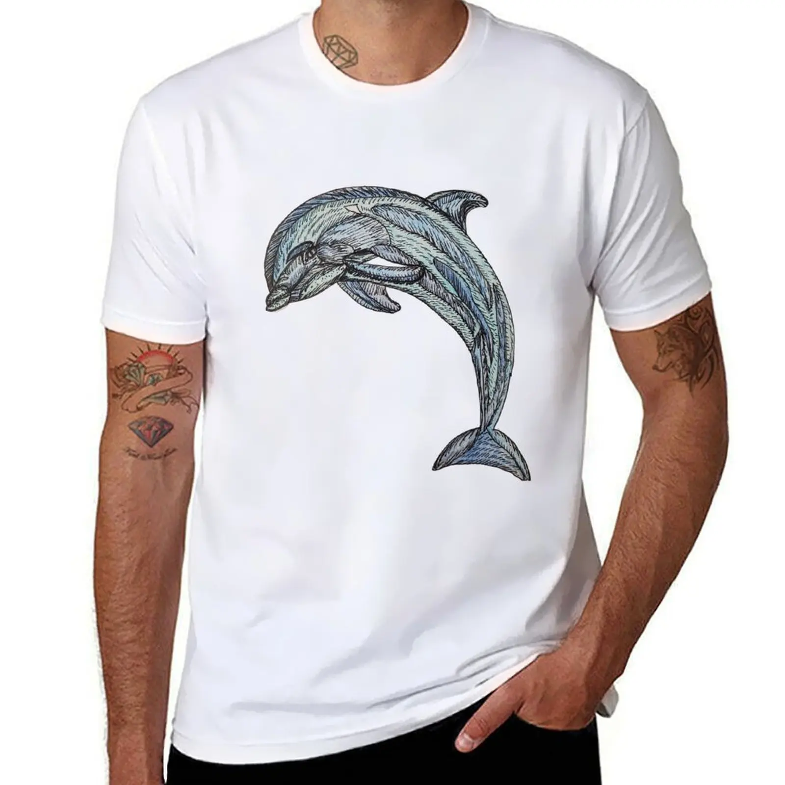 

Happy Dolphin T-Shirt t shirts for man slim fit anime t shirts for man T-Shirt
