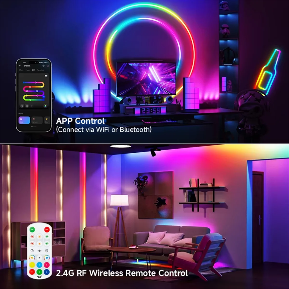 A45U SP668E SPI RGB LED Controller 600IC BT APP 2.4G Afstandsbediening voor WS2811 WS2812B DIY Dynamische Effect Pixels strip Licht