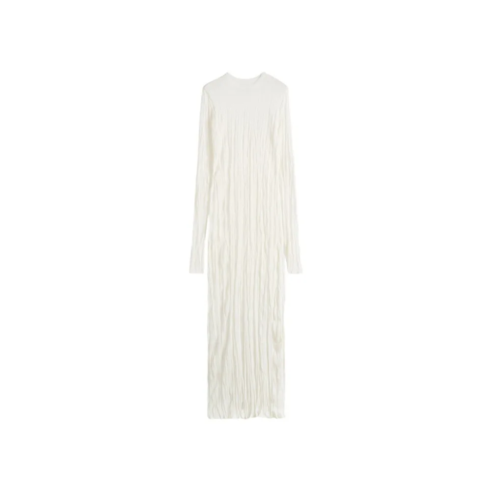 

Pleated Knitted Slim-Fit Long-Sleeved Dress, New Spring/Summer 2026 Style, High-Quality Sheer Long Base Dress.