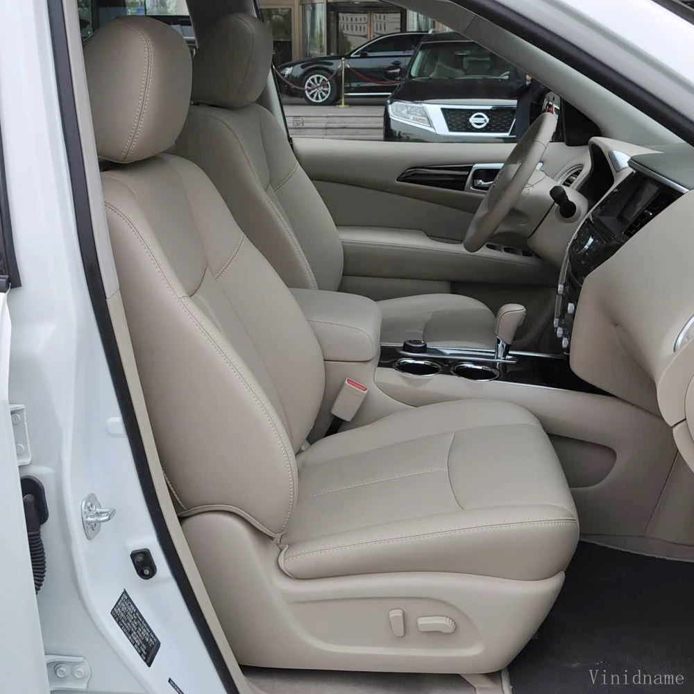 For Nissan Pathfinder IV R52 2012 2013 2014 2015 2016 2017 2018 2019 2020 2021 Vegan Nappa Leather Custom Car Seat Covers Set