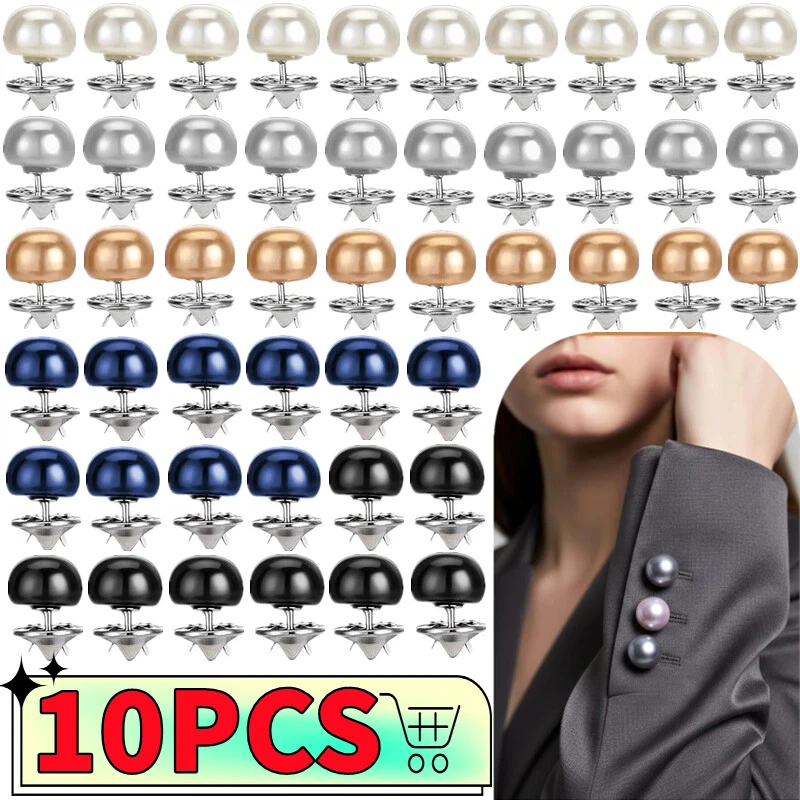 

5/10PCS Pearl Button Pins DIY Decor Safety Button Covers for Shoes Hats Bags Shawls Collar Fixed Pin Brooch Clothing Accessories
