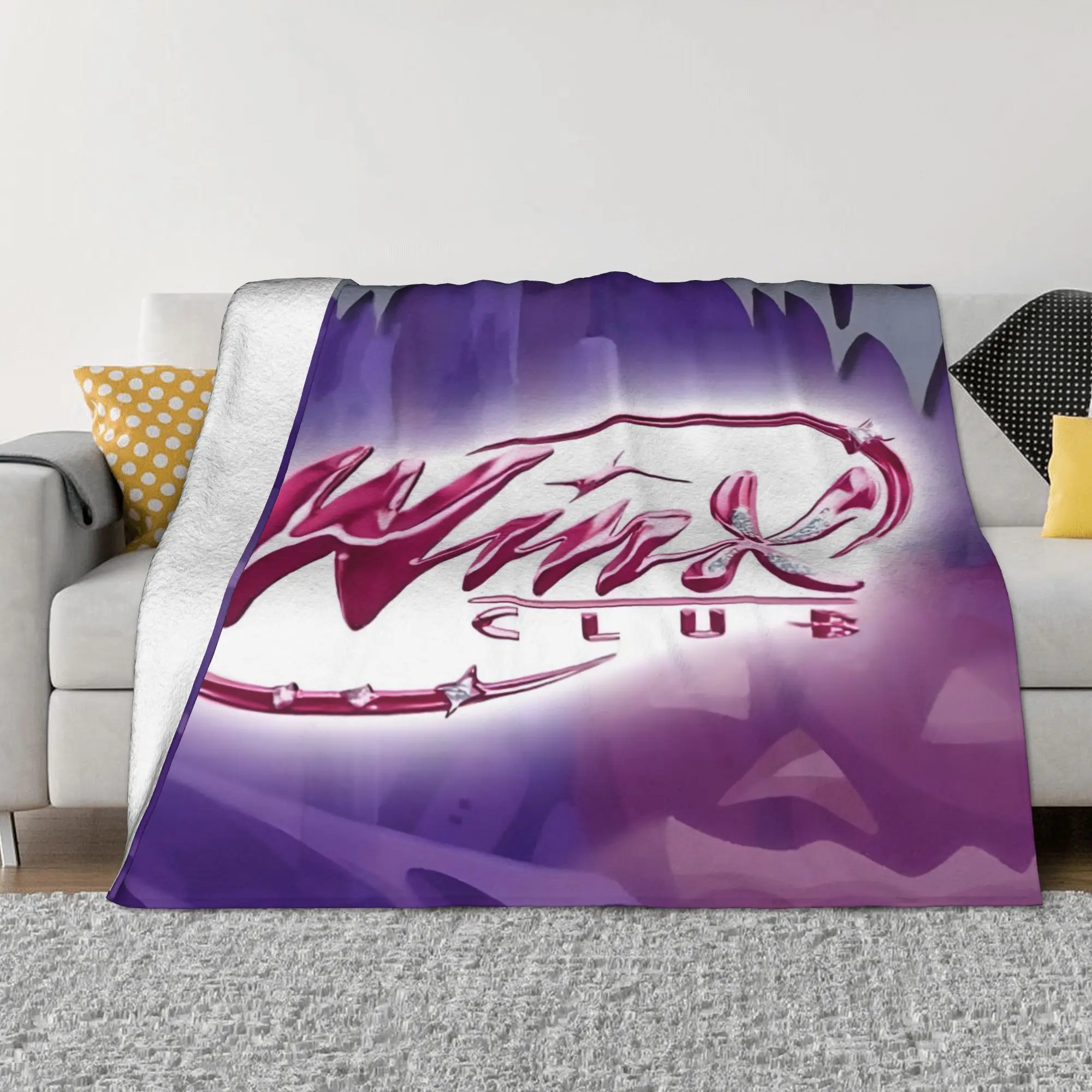 Winx Saga Club Logo Knitted Blankets Cartoon Movie Wool Throw Blanket Airplane Travel Portable Ultra-Soft Warm Bedspreads