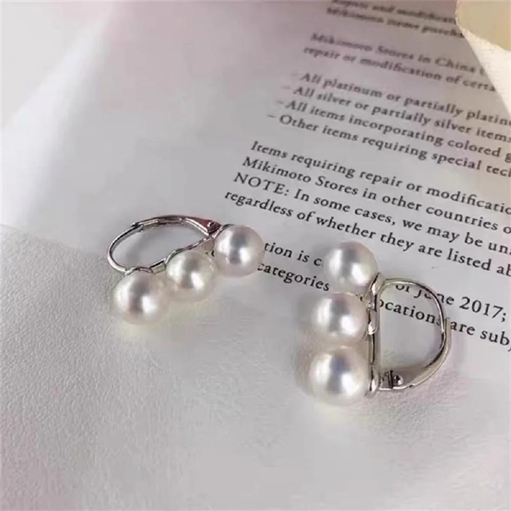 

Elegant Pearl Earrings AAA5-6mm Natural Japanese Round Pearl Ear Buckle 925s